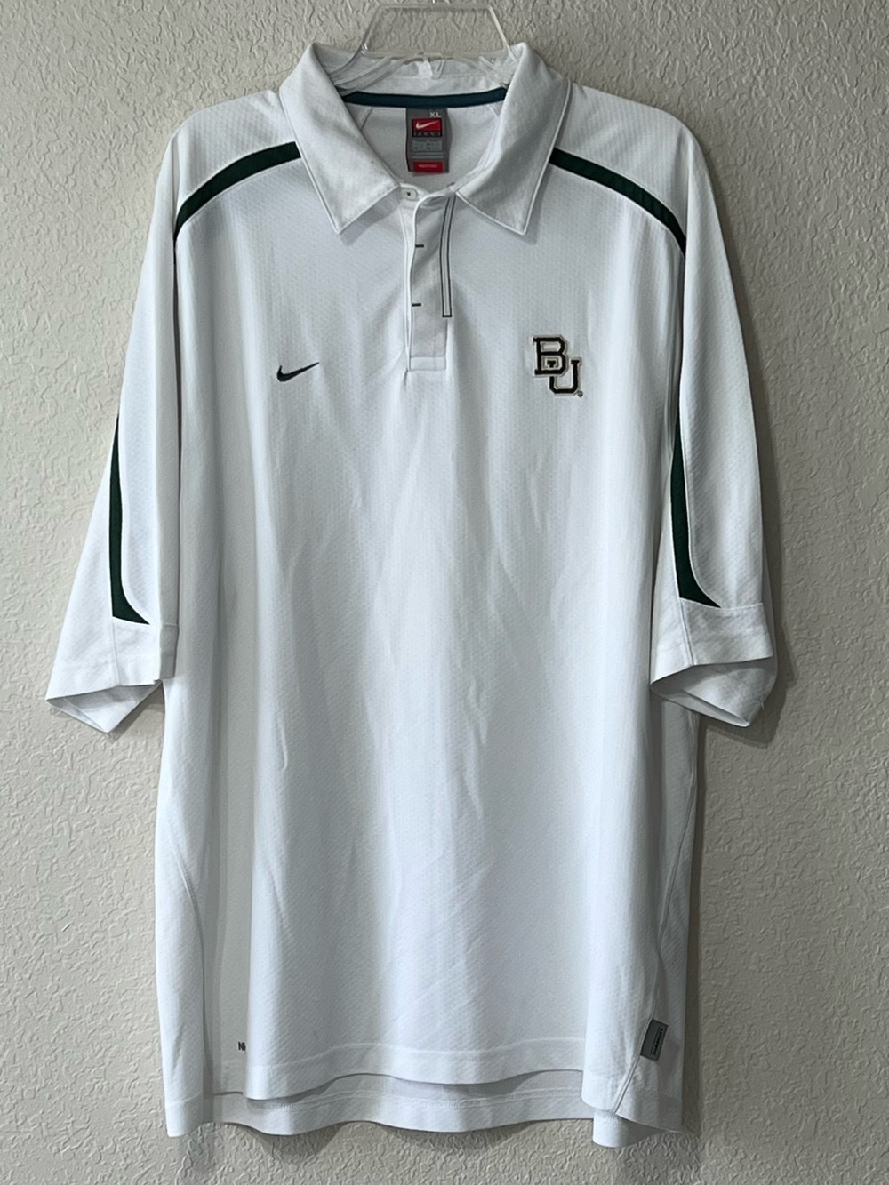 Baylor Bears Nike DryFit Golf Polo Short Sleeve  White Performance NCAA Logo XL